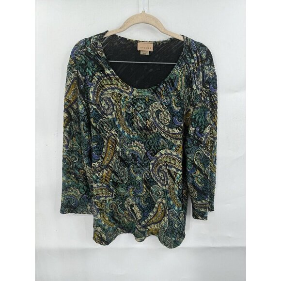 VTG Choices Y2K Retro Top Women XL Colorful Paisley Metallic 90s Fairycore - Picture 1 of 8